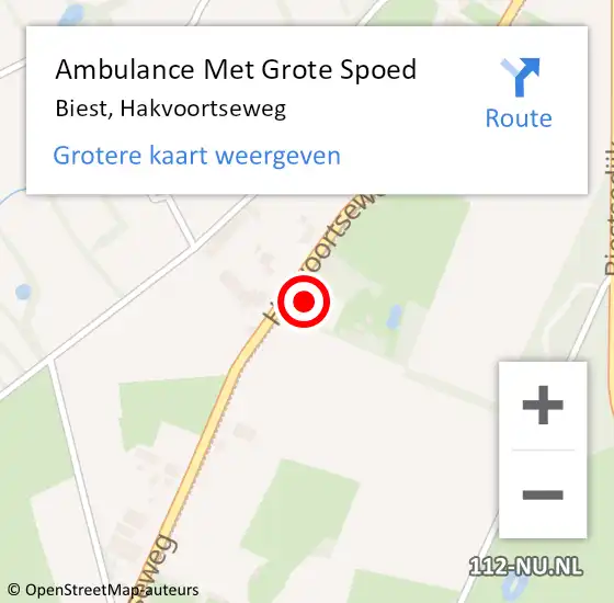 Locatie op kaart van de 112 melding: Ambulance Met Grote Spoed Naar Biest, Hakvoortseweg op 15 maart 2017 04:06