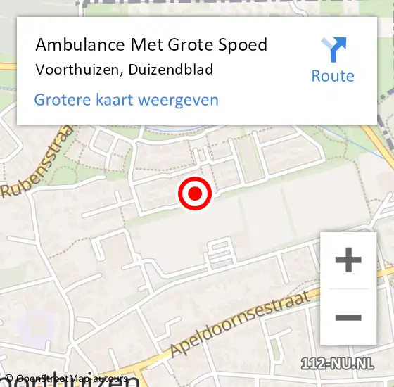 Locatie op kaart van de 112 melding: Ambulance Met Grote Spoed Naar Voorthuizen, Duizendblad op 15 maart 2017 04:22