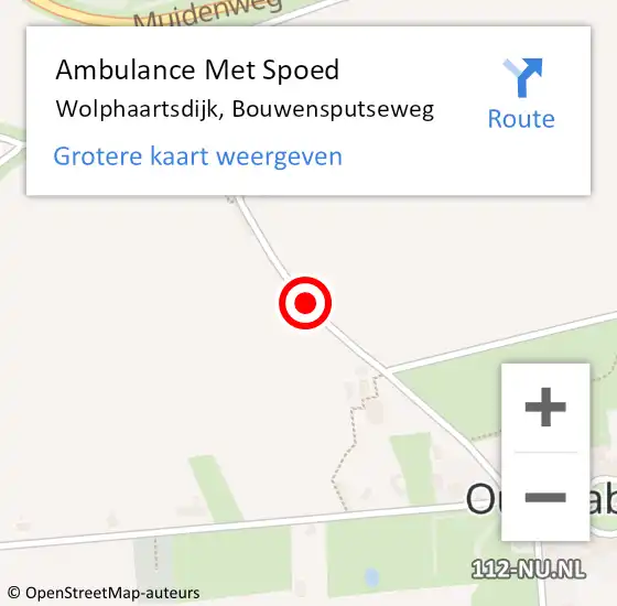 Locatie op kaart van de 112 melding: Ambulance Met Spoed Naar Wolphaartsdijk, Bouwensputseweg op 15 maart 2017 04:41