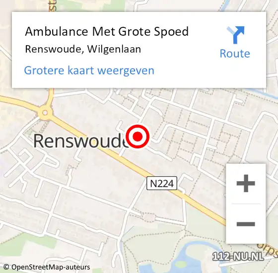 Locatie op kaart van de 112 melding: Ambulance Met Grote Spoed Naar Renswoude, Wilgenlaan op 15 maart 2017 05:10