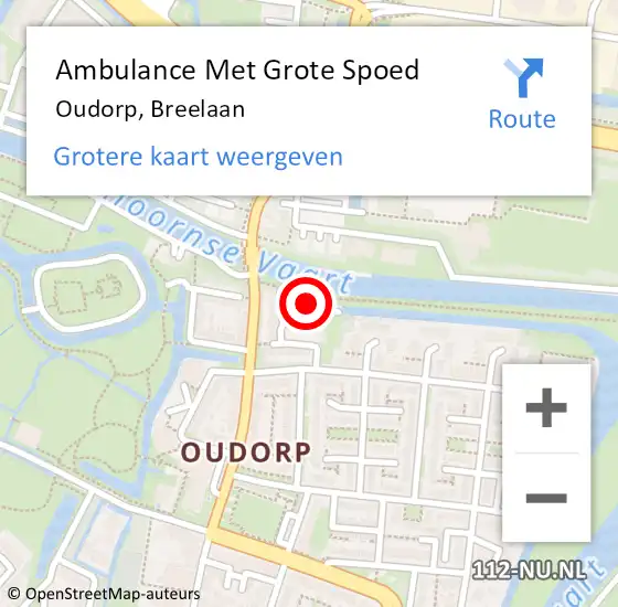 Locatie op kaart van de 112 melding: Ambulance Met Grote Spoed Naar Oudorp, Breelaan op 15 maart 2017 05:59