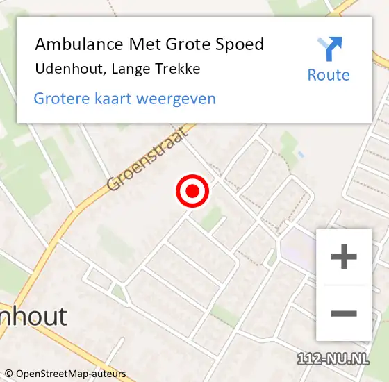 Locatie op kaart van de 112 melding: Ambulance Met Grote Spoed Naar Udenhout, Lange Trekke op 15 maart 2017 08:15