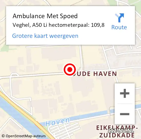 Locatie op kaart van de 112 melding: Ambulance Met Spoed Naar Veghel, A50 Li hectometerpaal: 117,5 op 15 maart 2017 08:27