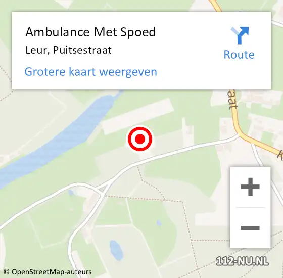 Locatie op kaart van de 112 melding: Ambulance Met Spoed Naar Leur, Puitsestraat op 15 maart 2017 08:37