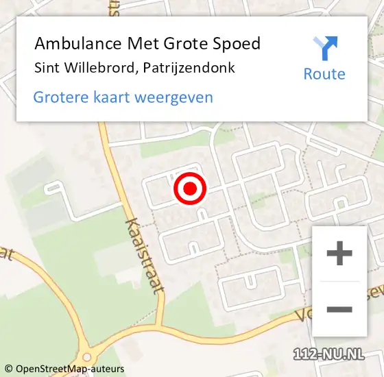 Locatie op kaart van de 112 melding: Ambulance Met Grote Spoed Naar Sint Willebrord, Patrijzendonk op 15 maart 2017 08:38