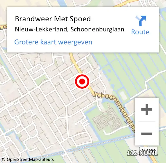 Locatie op kaart van de 112 melding: Brandweer Met Spoed Naar Nieuw-Lekkerland, Schoonenburglaan op 15 maart 2017 09:02