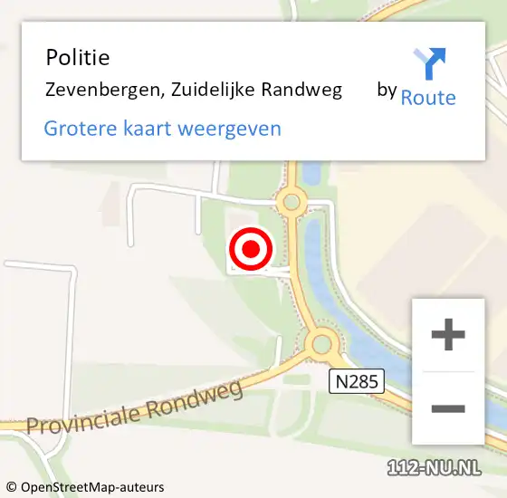 Locatie op kaart van de 112 melding: Politie Zevenbergen, Zuidelijke Randweg       by op 15 maart 2017 09:25