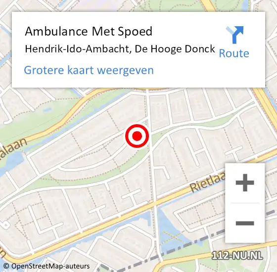 Locatie op kaart van de 112 melding: Ambulance Met Spoed Naar Hendrik-Ido-Ambacht, De Hooge Donck op 15 maart 2017 09:27