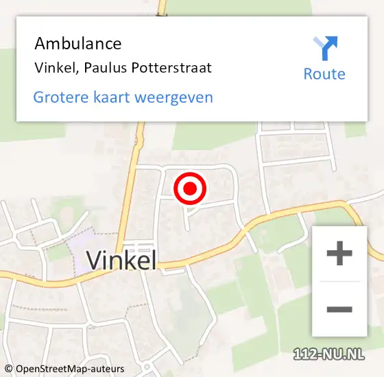 Locatie op kaart van de 112 melding: Ambulance Vinkel, Paulus Potterstraat op 15 maart 2017 09:37