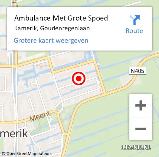 Locatie op kaart van de 112 melding: Ambulance Met Grote Spoed Naar Kamerik, Goudenregenlaan op 15 maart 2017 10:33