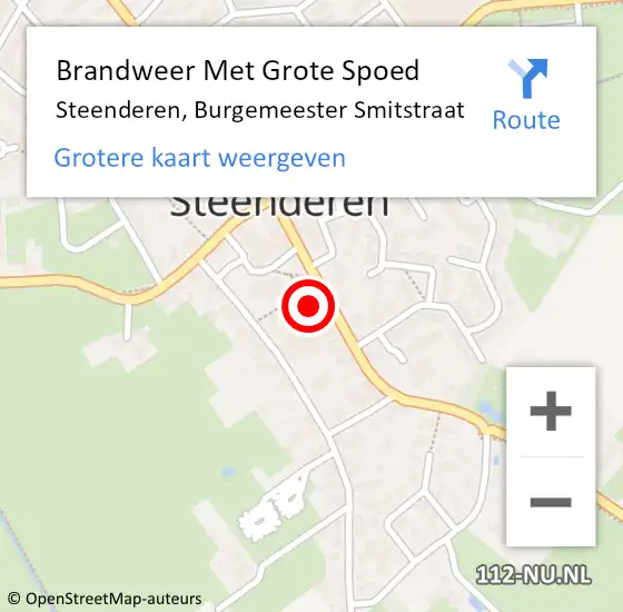 Locatie op kaart van de 112 melding: Brandweer Met Grote Spoed Naar Steenderen, Burgemeester Smitstraat op 14 januari 2014 01:22