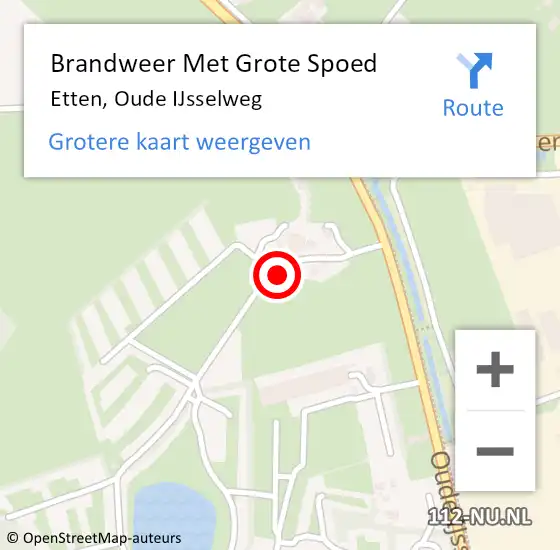 Locatie op kaart van de 112 melding: Brandweer Met Grote Spoed Naar Etten, Oude IJsselweg op 15 maart 2017 11:46