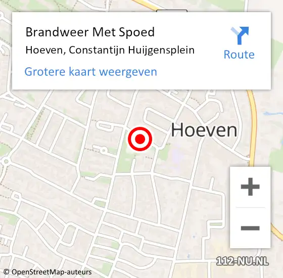 Locatie op kaart van de 112 melding: Brandweer Met Spoed Naar Hoeven, Constantijn Huijgensplein op 15 maart 2017 12:15