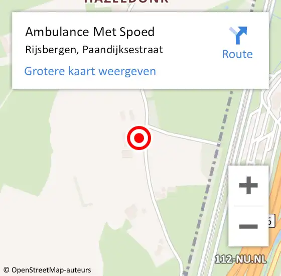 Locatie op kaart van de 112 melding: Ambulance Met Spoed Naar Rijsbergen, Paandijksestraat op 15 maart 2017 12:28