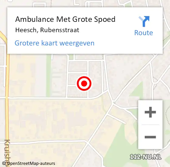 Locatie op kaart van de 112 melding: Ambulance Met Grote Spoed Naar Heesch, Rubensstraat op 15 maart 2017 12:42