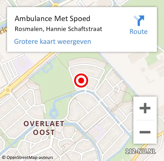 Locatie op kaart van de 112 melding: Ambulance Met Spoed Naar Rosmalen, Hannie Schaftstraat op 15 maart 2017 12:42