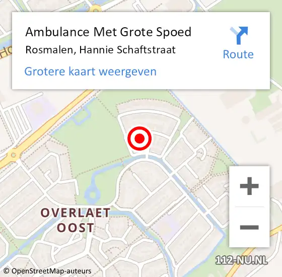 Locatie op kaart van de 112 melding: Ambulance Met Grote Spoed Naar Rosmalen, Hannie Schaftstraat op 15 maart 2017 12:49