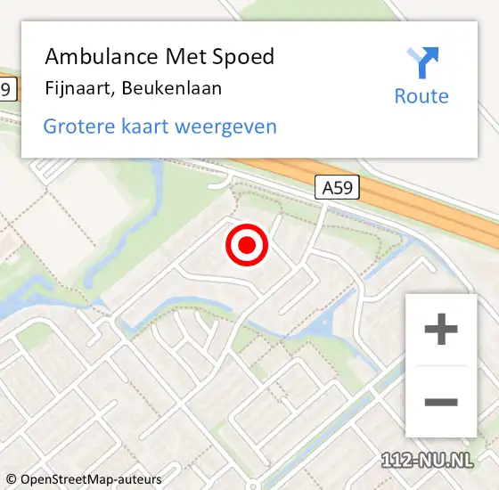 Locatie op kaart van de 112 melding: Ambulance Met Spoed Naar Fijnaart, Beukenlaan op 15 maart 2017 13:03