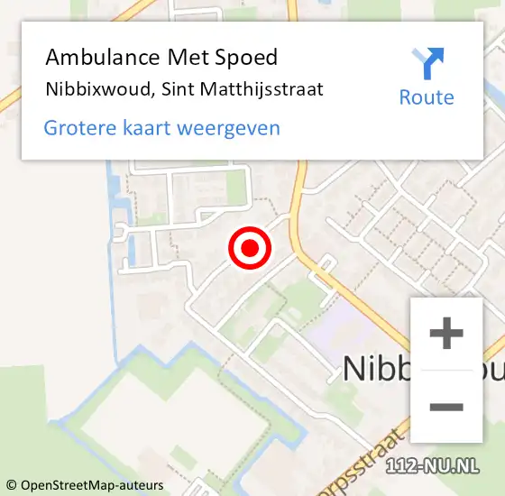 Locatie op kaart van de 112 melding: Ambulance Met Spoed Naar Nibbixwoud, Sint Matthijsstraat op 15 maart 2017 13:04