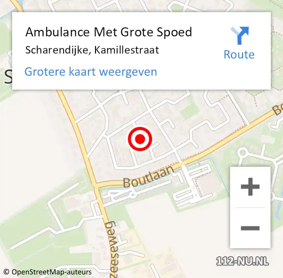 Locatie op kaart van de 112 melding: Ambulance Met Grote Spoed Naar Scharendijke, Kamillestraat op 15 maart 2017 13:20