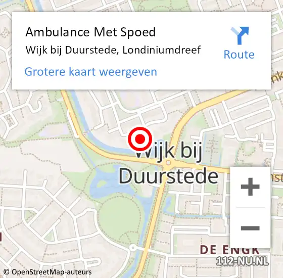 Locatie op kaart van de 112 melding: Ambulance Met Spoed Naar Wijk bij Duurstede, Londiniumdreef op 15 maart 2017 13:31