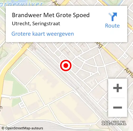 Locatie op kaart van de 112 melding: Brandweer Met Grote Spoed Naar Utrecht, Seringstraat op 15 maart 2017 13:34