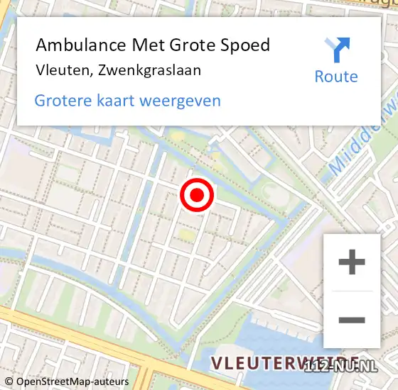 Locatie op kaart van de 112 melding: Ambulance Met Grote Spoed Naar Vleuten, Zwenkgraslaan op 15 maart 2017 14:09