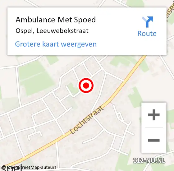 Locatie op kaart van de 112 melding: Ambulance Met Spoed Naar Ospel, Leeuwebekstraat op 15 maart 2017 14:14