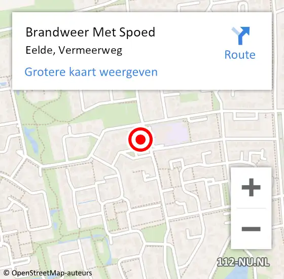 Locatie op kaart van de 112 melding: Brandweer Met Spoed Naar Eelde, Vermeerweg op 15 maart 2017 14:17