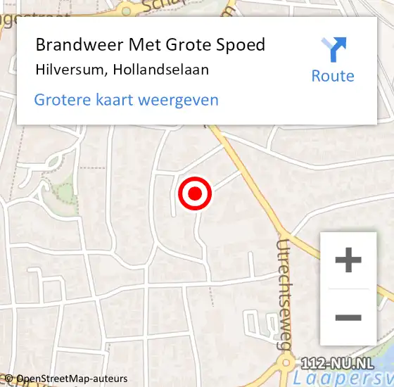 Locatie op kaart van de 112 melding: Brandweer Met Grote Spoed Naar Hilversum, Hollandselaan op 15 maart 2017 15:59