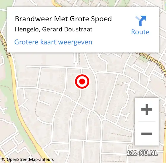 Locatie op kaart van de 112 melding: Brandweer Met Grote Spoed Naar Hengelo, Gerard Doustraat op 15 maart 2017 16:01