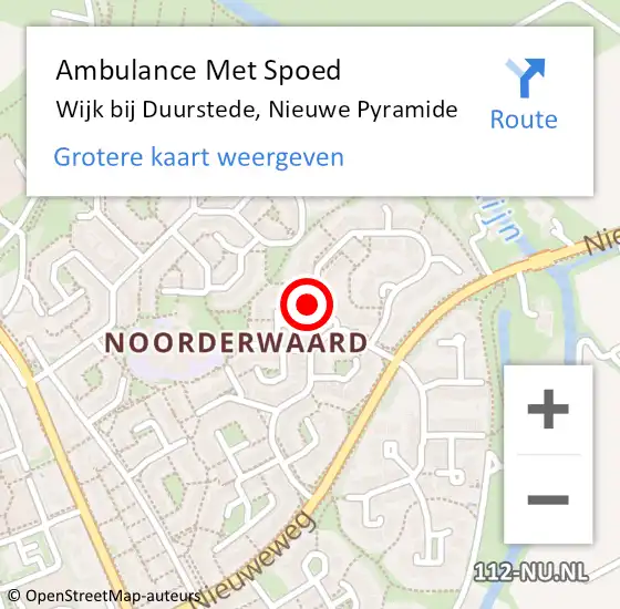 Locatie op kaart van de 112 melding: Ambulance Met Spoed Naar Wijk bij Duurstede, Nieuwe Pyramide op 14 januari 2014 03:49