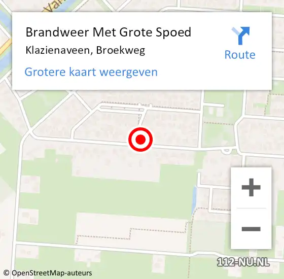Locatie op kaart van de 112 melding: Brandweer Met Grote Spoed Naar Klazienaveen, Broekweg op 15 maart 2017 16:07