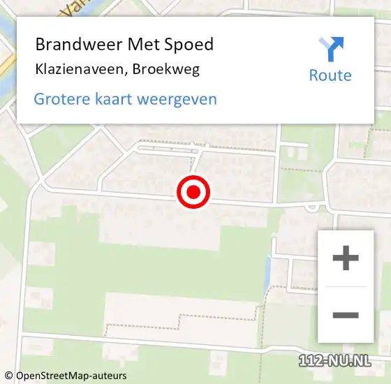 Locatie op kaart van de 112 melding: Brandweer Met Spoed Naar Klazienaveen, Broekweg op 15 maart 2017 16:07