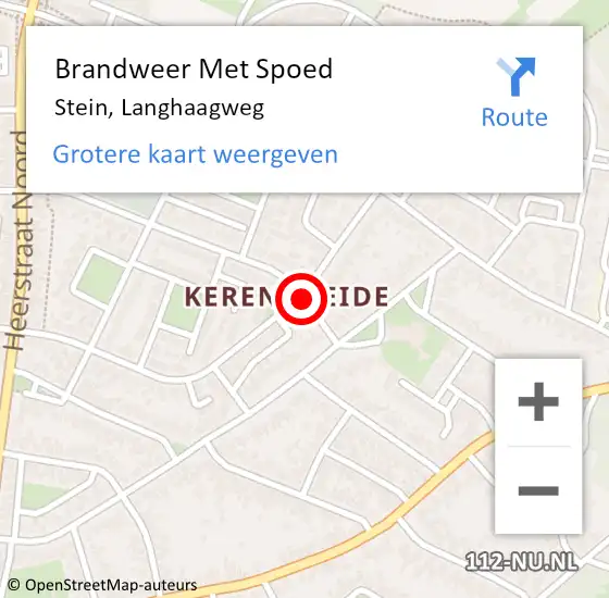 Locatie op kaart van de 112 melding: Brandweer Met Spoed Naar Stein, Langhaagweg op 15 maart 2017 16:15