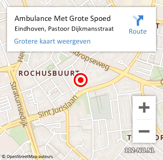 Locatie op kaart van de 112 melding: Ambulance Met Grote Spoed Naar Eindhoven, Pastoor Dijkmansstraat op 15 maart 2017 16:44