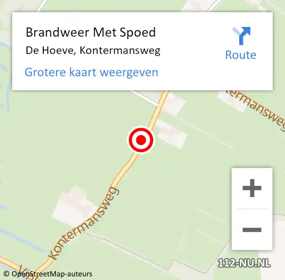 Locatie op kaart van de 112 melding: Brandweer Met Spoed Naar De Hoeve, Kontermansweg op 15 maart 2017 16:50