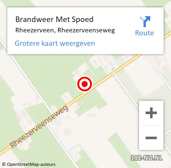 Locatie op kaart van de 112 melding: Brandweer Met Spoed Naar Rheezerveen, Rheezerveenseweg op 15 maart 2017 17:11
