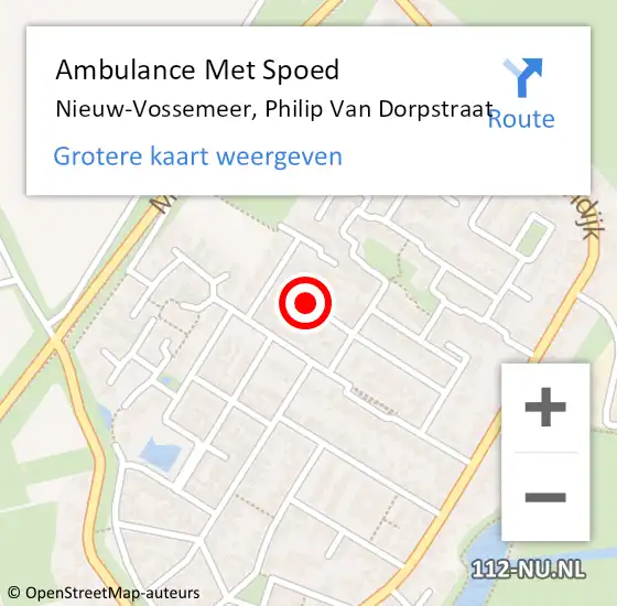 Locatie op kaart van de 112 melding: Ambulance Met Spoed Naar Nieuw-Vossemeer, Philip Van Dorpstraat op 15 maart 2017 17:20