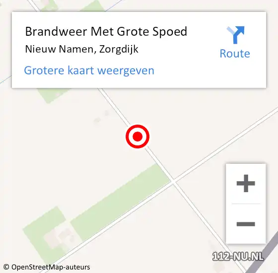 Locatie op kaart van de 112 melding: Brandweer Met Grote Spoed Naar Nieuw Namen, Zorgdijk op 15 maart 2017 17:52