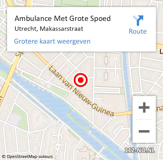 Locatie op kaart van de 112 melding: Ambulance Met Grote Spoed Naar Utrecht, Makassarstraat op 15 maart 2017 17:56