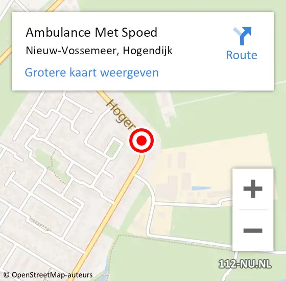 Locatie op kaart van de 112 melding: Ambulance Met Spoed Naar Nieuw-Vossemeer, Hogendijk op 15 maart 2017 17:59