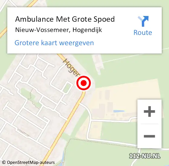 Locatie op kaart van de 112 melding: Ambulance Met Grote Spoed Naar Nieuw-Vossemeer, Hogendijk op 15 maart 2017 18:03