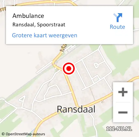 Locatie op kaart van de 112 melding: Ambulance Ransdaal, Spoorstraat op 14 januari 2014 05:10