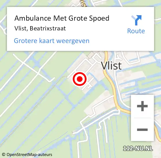 Locatie op kaart van de 112 melding: Ambulance Met Grote Spoed Naar Vlist, Beatrixstraat op 15 maart 2017 21:13