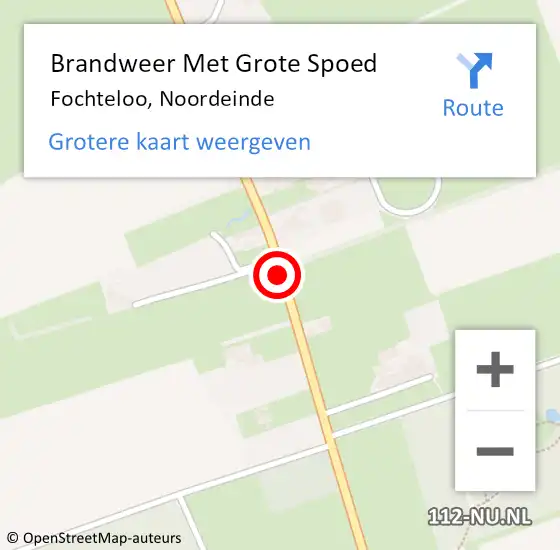 Locatie op kaart van de 112 melding: Brandweer Met Grote Spoed Naar Fochteloo, Noordeinde op 15 maart 2017 21:22