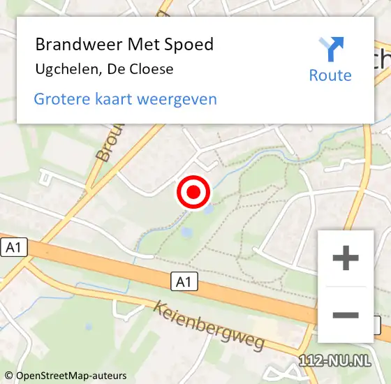 Locatie op kaart van de 112 melding: Brandweer Met Spoed Naar Ugchelen, De Cloese op 15 maart 2017 21:32