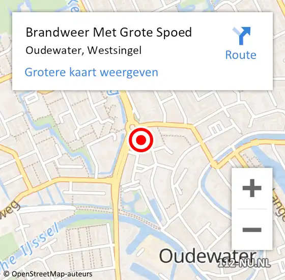 Locatie op kaart van de 112 melding: Brandweer Met Grote Spoed Naar Oudewater, Westsingel op 15 maart 2017 22:15