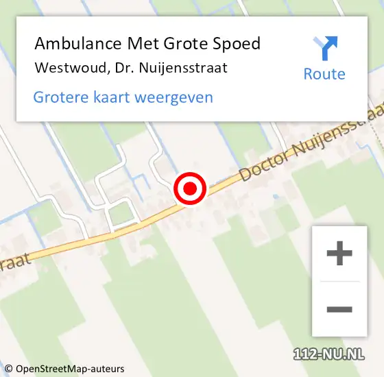 Locatie op kaart van de 112 melding: Ambulance Met Grote Spoed Naar Westwoud, Dr. Nuijensstraat op 15 maart 2017 22:24