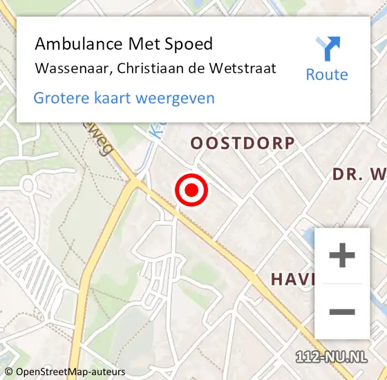 Locatie op kaart van de 112 melding: Ambulance Met Spoed Naar Wassenaar, Christiaan de Wetstraat op 15 maart 2017 23:20